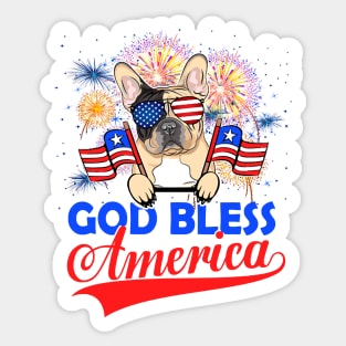 God Bless America 4th Of July Firework Dog Unisex Sticker